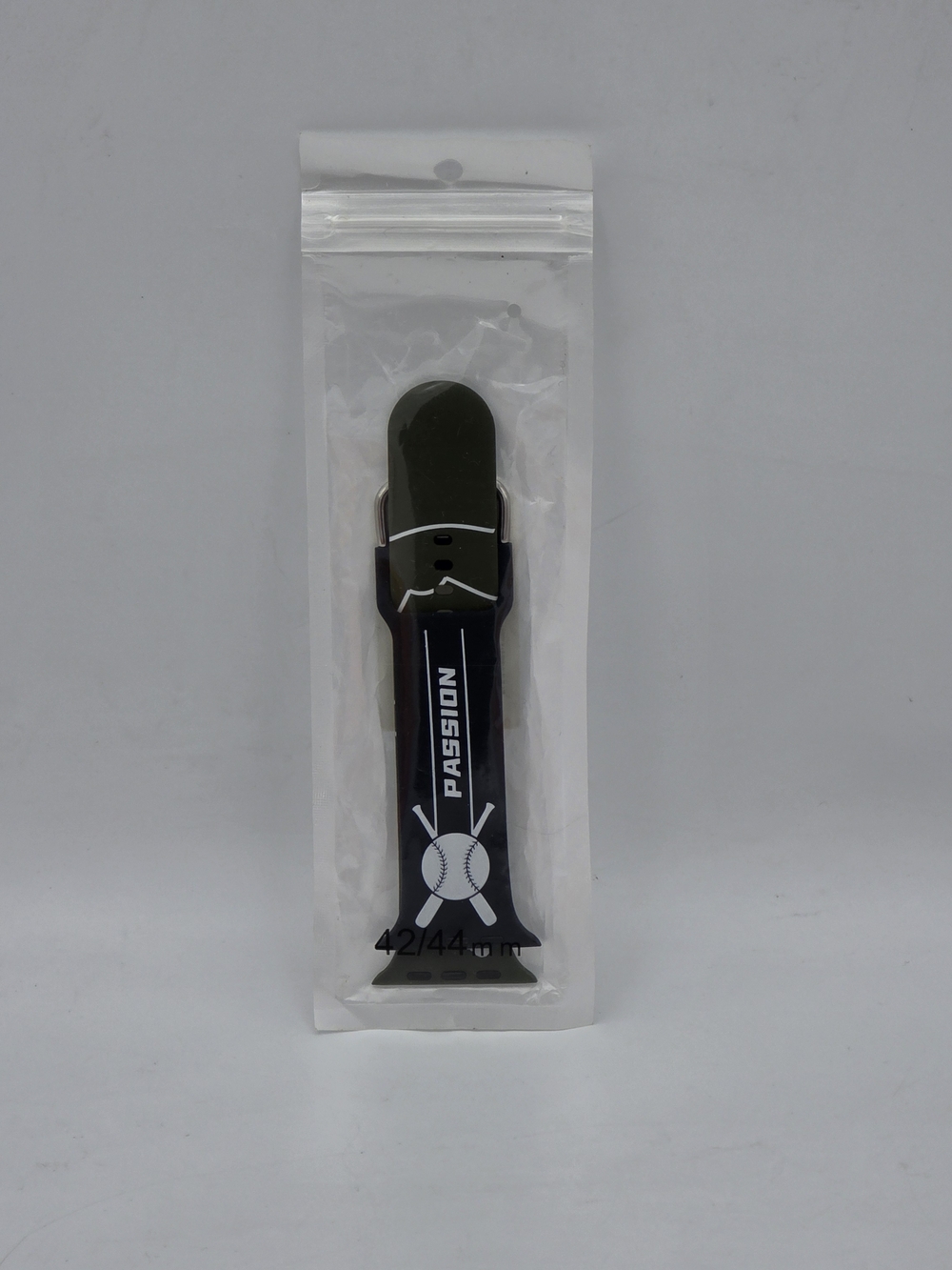 Black and White 'Passion' Baseball Silicone Watch Strap
